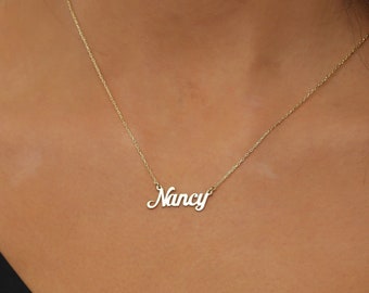 Handgemaakte gepersonaliseerde naam ketting-gepersonaliseerde sieraden-zilveren naamplaatje ketting-aangepaste naam ketting-cadeau voor haar