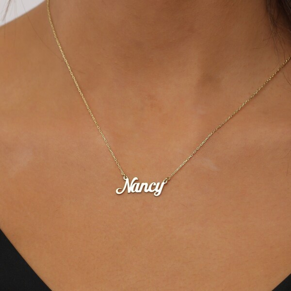 Handgemaakte gepersonaliseerde naam ketting-gepersonaliseerde sieraden-zilveren naamplaatje ketting-aangepaste naam ketting-cadeau voor haar