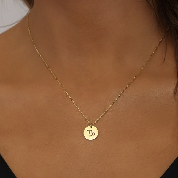 Horoscope Necklace - Custom Necklace - Dainty Astrology Necklace - Small Zodiac Coin Necklace - Virgo Zodiac Sign Necklace - Birthday Gift