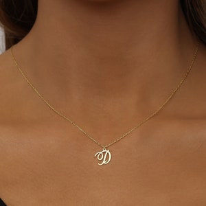 Collar inicial de plata de ley-collar de letra de encanto inicial cursiva-collar inicial de guión-collar inicial delicado-regalos personalizados imagen 6