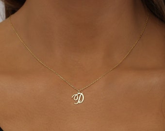 Cursive Initial Charm Letter Necklace- Personalized Jewelry-Script Initial Necklace-Bridesmaid Necklace-Dainty initial necklace-Gift For Her