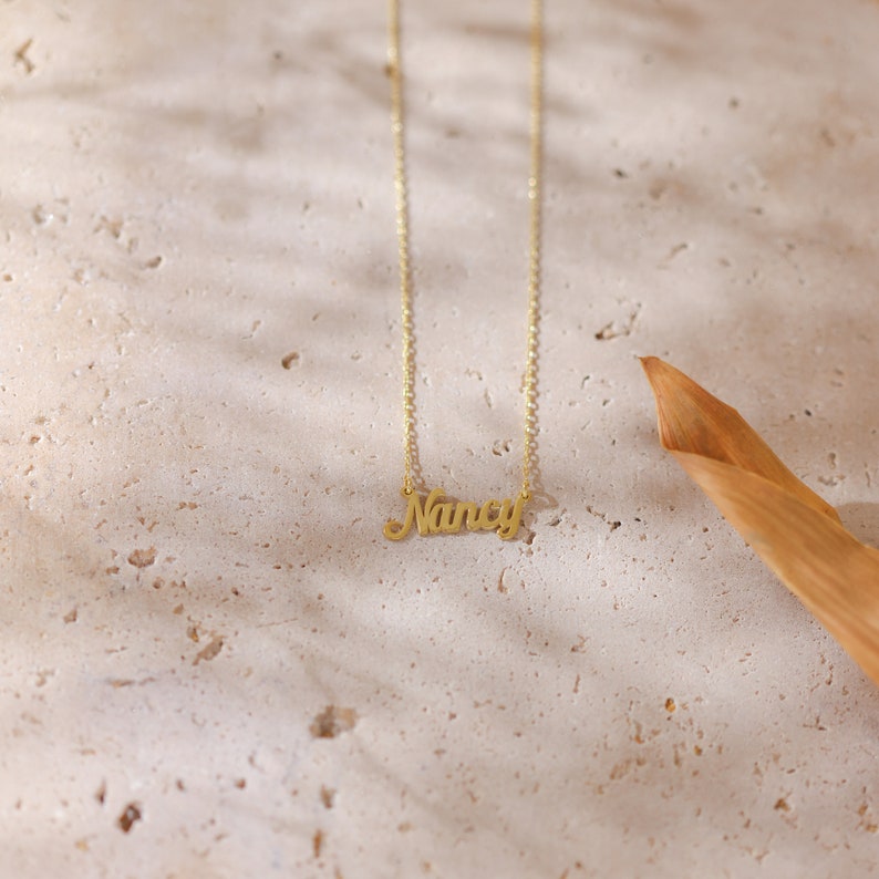 Handgemaakte gepersonaliseerde naam ketting-gepersonaliseerde sieraden-zilveren naamplaatje ketting-aangepaste naam ketting-cadeau voor haar afbeelding 2