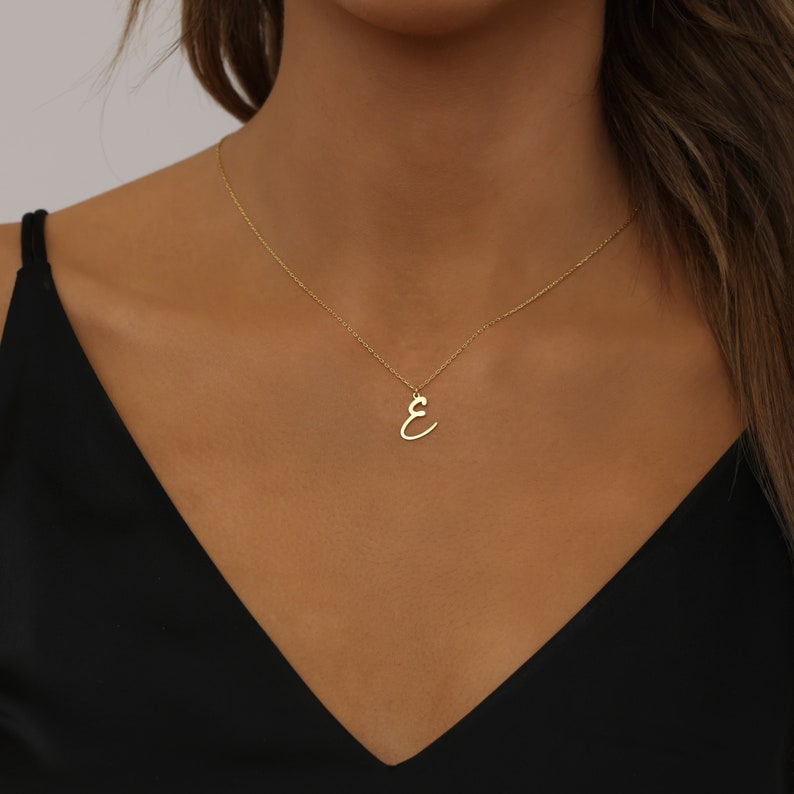 Sterling Silver initial Necklace Cursive Initial Charm Letter Necklace Script Initial Necklace Personalized Jewelry Perfect Gift zdjęcie 5