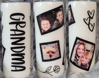 Personalized Photo Tumbler, Custom gifts for moms and grandmas, Glitter Tumbler, Photo Cup