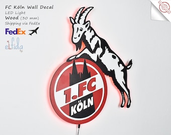 3D FC Köln team logo, Led Light, Wall art FC Köln. Köln Wall Decor. FC Köln Logo,