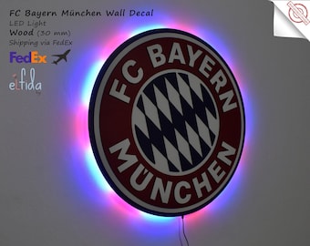 FC Bayern Munich team logo. 3D. Wall art FC Bayern Munich. For wall FC Bayern München.Bayern Munich Decor.Led light