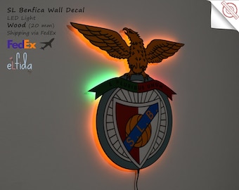 SL Benfica team logo. Led Light. Wall art SL Benfica. For wall  Benfica. Benfica decor. Wooden SL Benfica Logo Sticker.