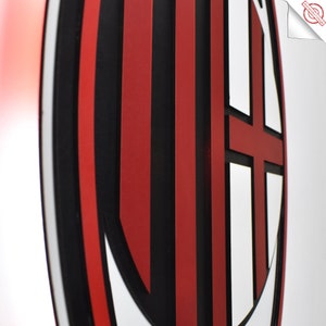 3D AC Milan team logo. Led Light, Wall art AC Milan. For wall AC Milan. Milan decor.Wooden Milan Logo Sticker. image 7