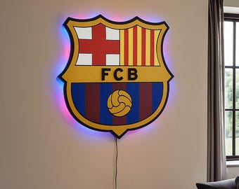 3D FC バルセロナ チームのロゴ。 LEDライトウォールアートFC