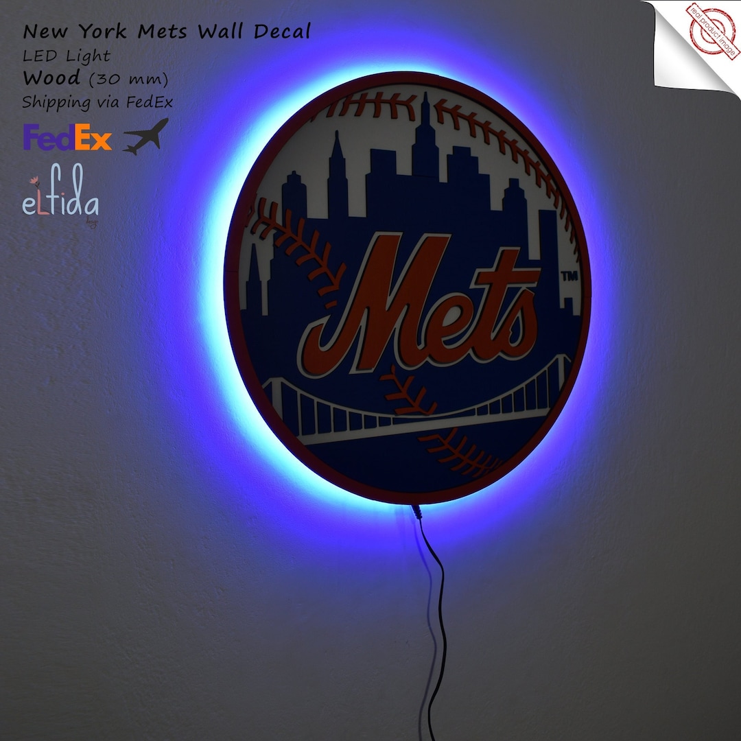 3D New York Mets Team Logo. Led Light, Wall Art New York Mets. New York