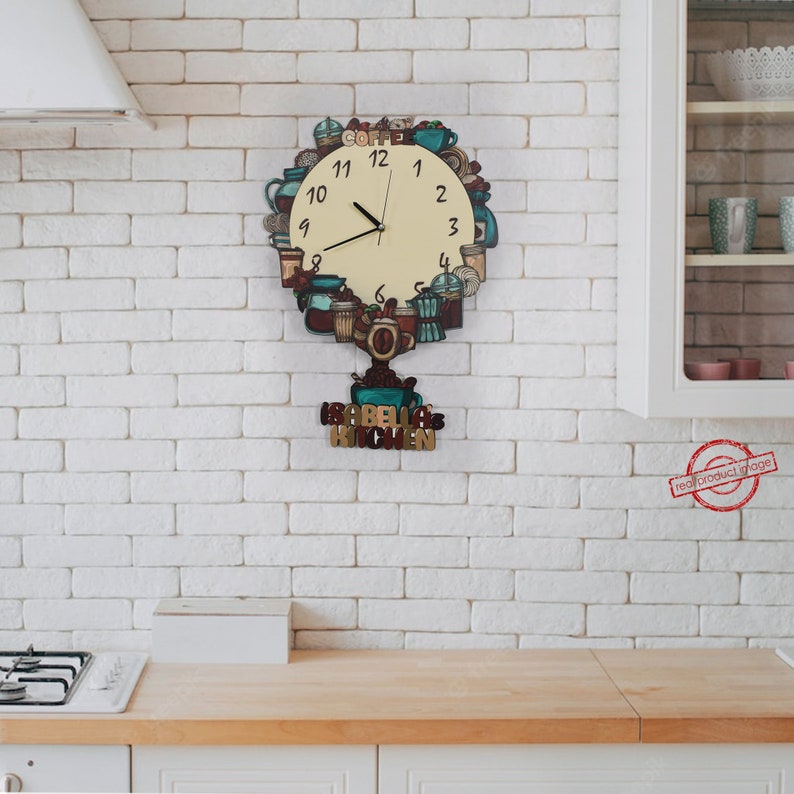 3D Personalized Pendulum Kitchen Clock Kitchen Pendulum Wall Etsy