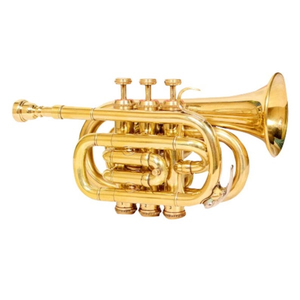 Brass pocket Trumpet /mouthpiece / school band / Brass Bugle /flugel /trombone / Halloween gift / gift for him