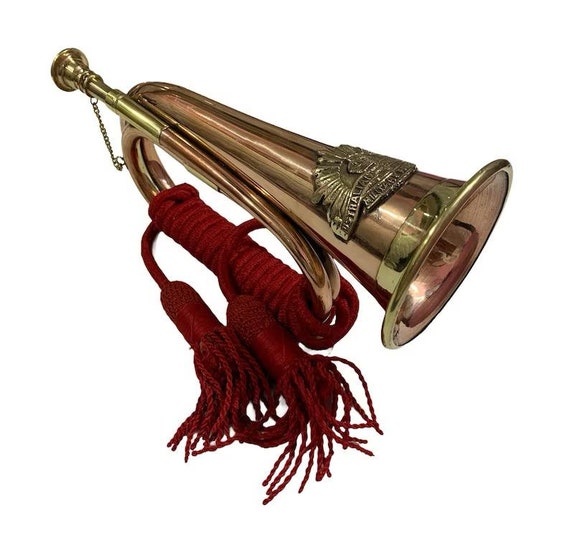 Nautical Antique Brass Trumpet Pocket Bugle Horn 3 Valve Mouthpiece for Gift