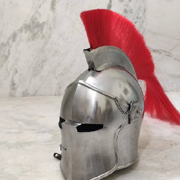 GREAT BARBUDA Knight Halloween helmet with plume , functional medieval wearable helmet ,medieval steel helmet, cosplay helmet.