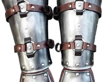 Medieval Armor bracers /Barbarian steel & leather arm guards/ viking knight arm guards/cosplay battle bracers witcher armor/ fantasy guards