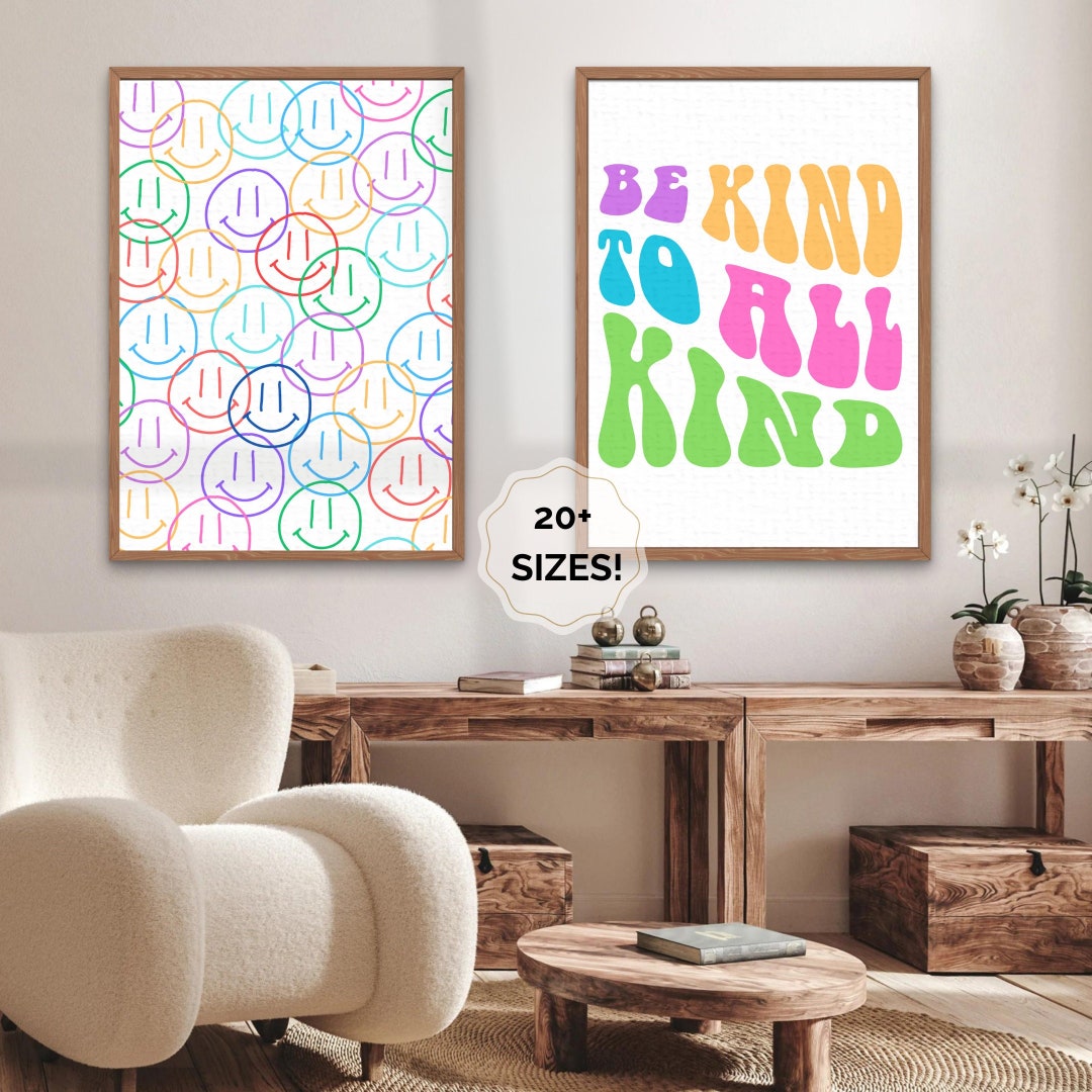Smiley Face Poster Kindness Set of 2: Preppy Room Decor - Etsy