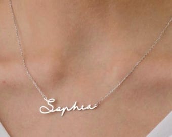 Collar con nombre en plata de ley, collar personalizado, joyería personalizada, collar chapado en oro de 18 quilates, collar con nombre, collar minimalista, regalo para ella