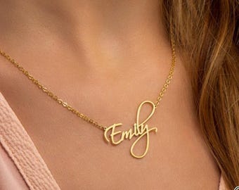 Collar con nombre personalizado - Placa de plata de ley - Cadena de eslabones - Joyería con nombre personalizado - Idea de regalo de Navidad - Regalo festivo