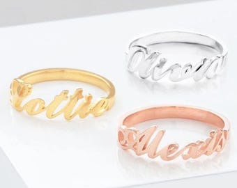 Anillo personalizado con nombre, anillo personalizado de plata de ley, anillo de plata para hombre, anillo de boda para hombre, regalos personalizados, anillo de compromiso personalizado