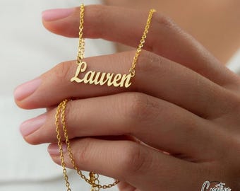 Collar con nombre personalizado, regalo para mamá, delicado collar de oro de 18 quilates, regalo para futura mamá, regalo de aniversario de bodas, regalo para hermana.