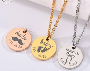Collar personalizado, collar para mamá, collares a juego, regalo para ella, regalo de cumpleaños para nueva mamá, collar delicado, regalo para niños, regalo para futuro papá