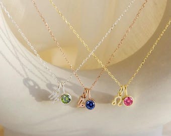 Collar con piedra de nacimiento, collar de oro de 18 quilates, regalo del zodiaco, collar personalizado, regalo para novia, collar de oro delicado, regalo para ella, regalo para él,