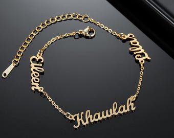 Pulseras de oro de 18 quilates, pulseras de moda, pulsera de oro personalizada, pulsera con nombre personalizado, tobillera de oro, regalo para pareja, pulsera para hombre, regalo para tu mejor amiga