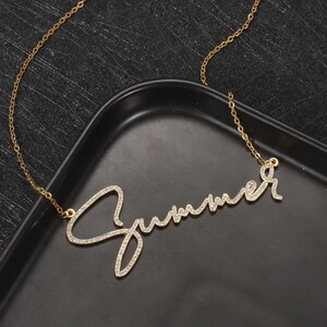Diamond Necklace, Personalized Name Necklace,Personalized Gift for Her, 18K Gold Necklace,Mama Necklace, Dainty Name Necklace, Wedding Gift