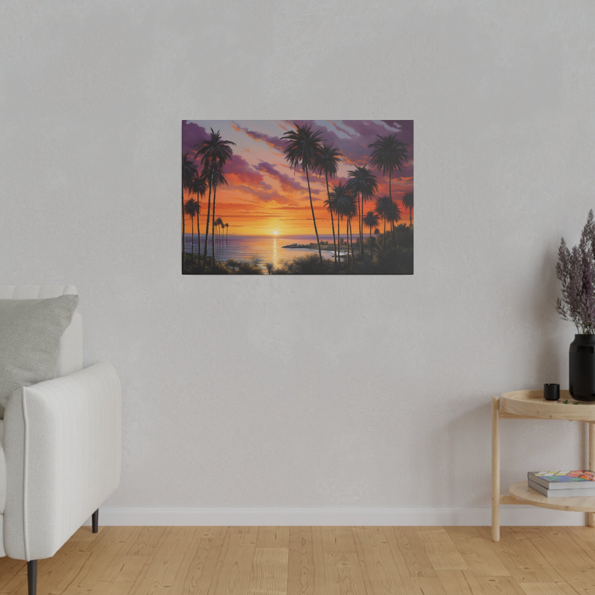 Tranquil Ocean Sunset Palm Tree Canvas Art - Etsy