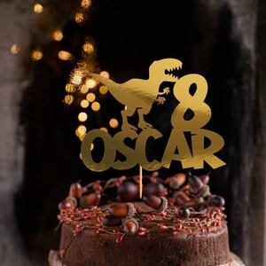 Personalizzato Personalizzato Dino Tema Felice Festa Decorazione Torta di Compleanno Topper Bambino Bambini Ragazzo con qualsiasi nome Qualsiasi Età