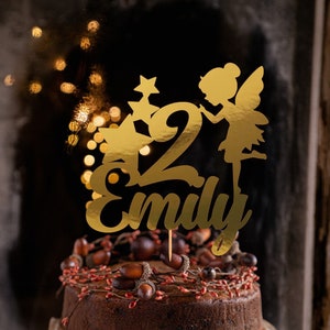 Personalizzato Cake Topper Fairy Theme Party Decorazione Birthday Cake Topper Bambino Bambini Bambino con qualsiasi nome Qualsiasi età