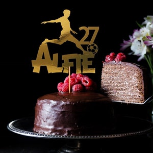 Tema di calcio personalizzato Felice decorazione festa torta di compleanno Topper bambino bambini ragazzo con qualsiasi nome di qualsiasi età