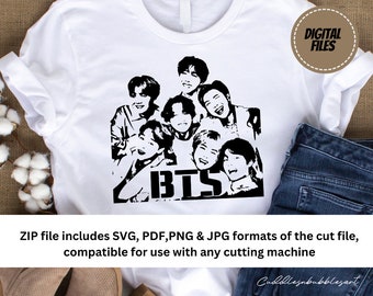 BTS for any Cutting Machine PNG SVG Digital Files