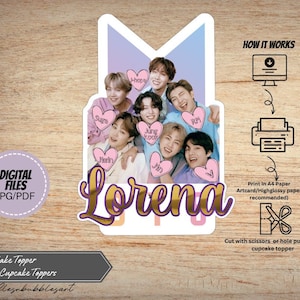 Personalizado BTS KPop Cake Topper Party Decor Decoraciones DESCARGA DIGITAL Imprimible cualquier nombre cualquier edad