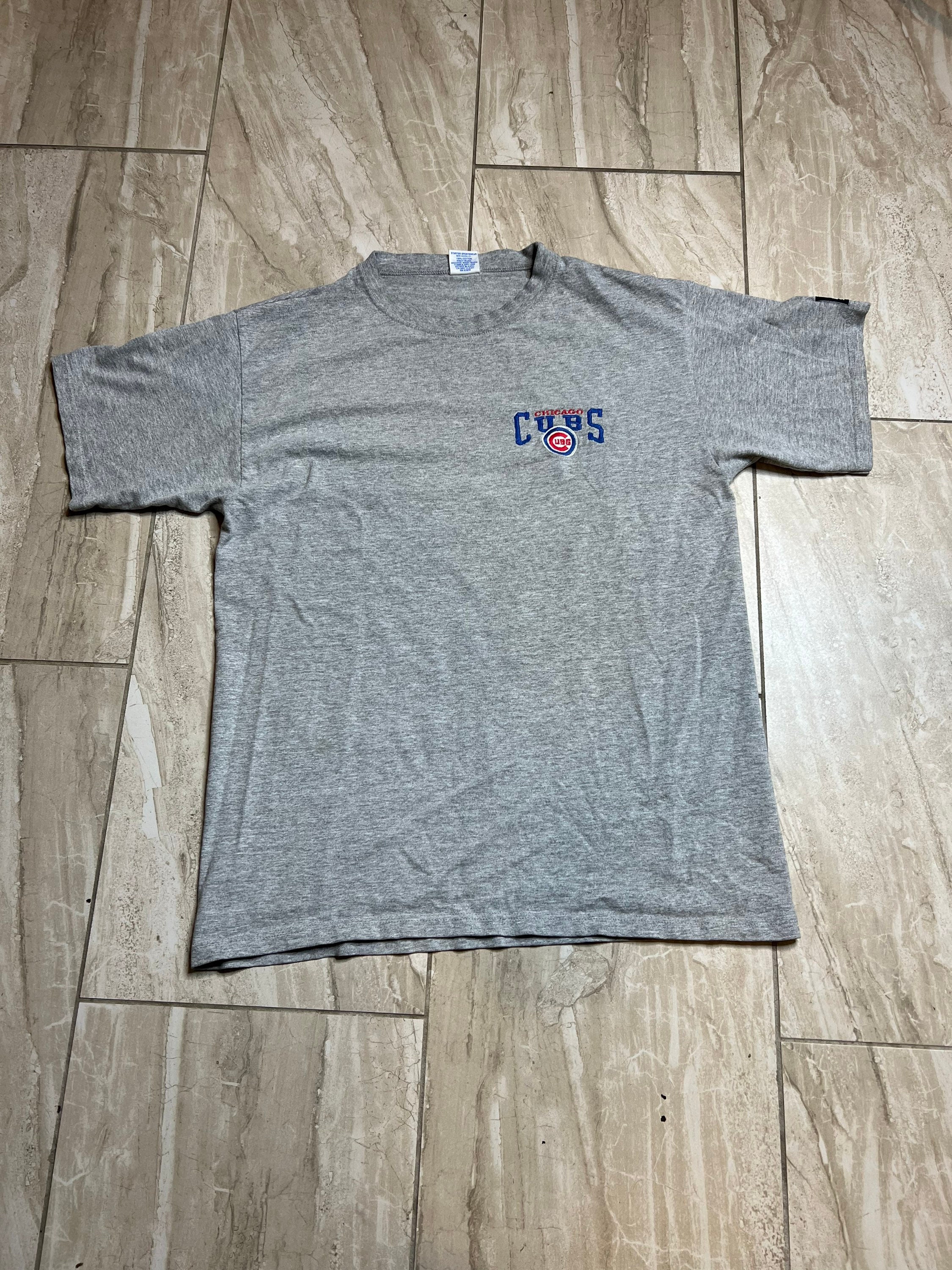 Vintage Chicago Cubs Shirt Men XL White Tee Long Sleeve Spell Out Y2K Adult  Top