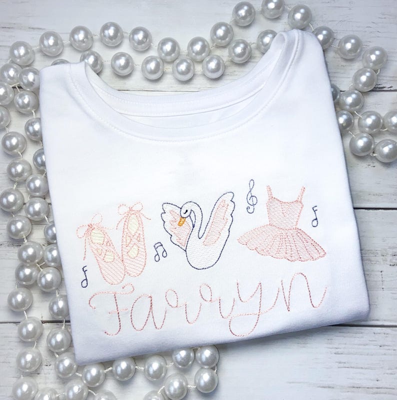 Ballerina Embroidered Shirt Ballet Girl Shirt Ballet Tshirt Girls ballerina-embroidered-shirt-ballet-girl-shirt-ballet-tshirt-girls