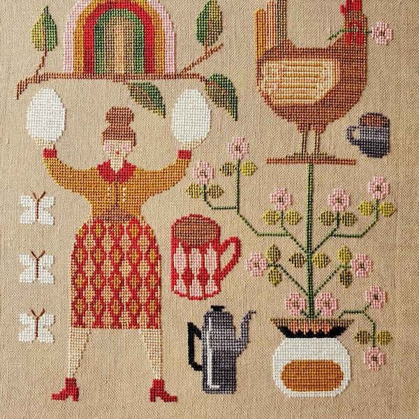 Coffee and Eggs - PDF downloadable cross stitch pattern by The Artsy Housewife