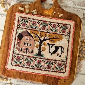 Pink Barn - PDF downloadable cross stitch pattern by The Artsy Housewife