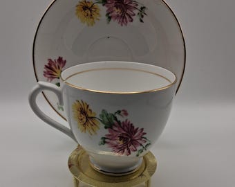 Dutchess Bone China Cup and Saucer  Crysanthemum