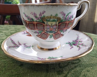 Tartan Series, Cameron clan tea cup and saucer.  Made by Royal Stafford.