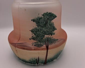 Antique Hand Painted Glass Light Shade 3 1/4" fitting