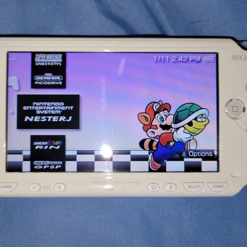 Custom Modded White Sony PSP shops 1000 6.61 Pro-C with Games Bundle