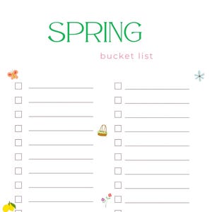 Seasonal Bucket List Template | Spring, Summer, Autumn & Winter Bundle | Blank Checklist | Instant Digital Download | Printable