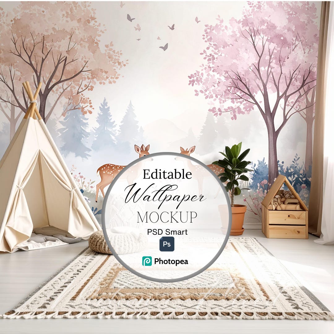 Interior Nursery Room Wallpaper Psd Mockup With Smart Object - Etsy