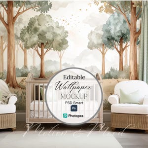 Child Room Wallpaper Mockup, Wallpaper Display  Actual Room Setting, Editable Photoshop Wall Mockup, Nursery Room Wallpaper Template