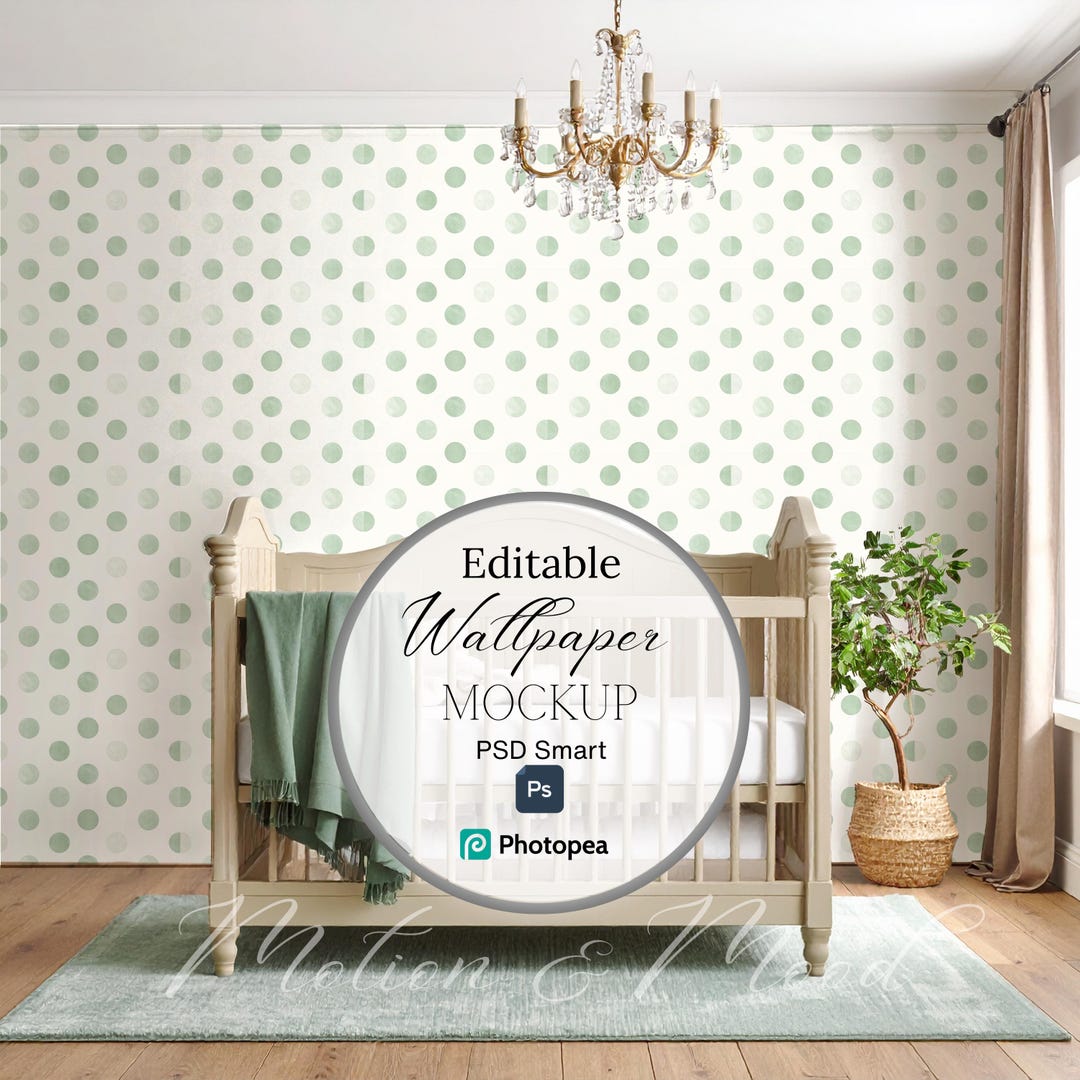 Elegant Nursery Wallpaper Mockup, Modern Baby Room Mural Display ...