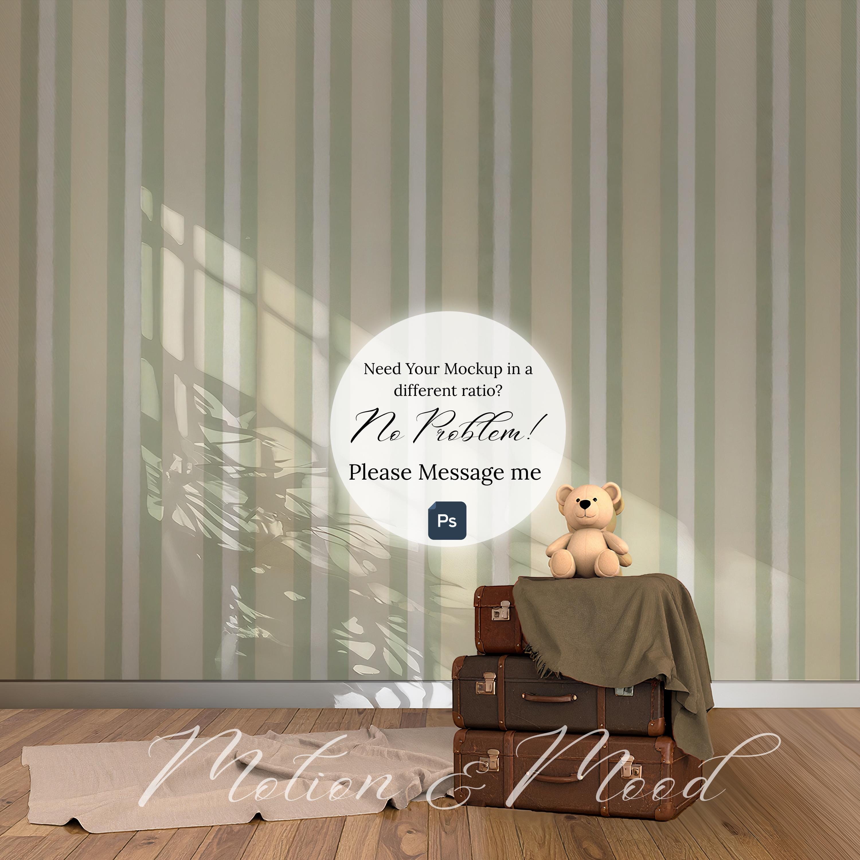 Vintage Nursery Wallpaper Mockup, Modern Baby Room Mural Display ...