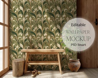 Mockup di carta da parati rustica in stile fattoria, PSD per esposizione di pareti interne, oggetto avanzato di Photoshop, aggiungi il tuo design, vetrina per pareti interne