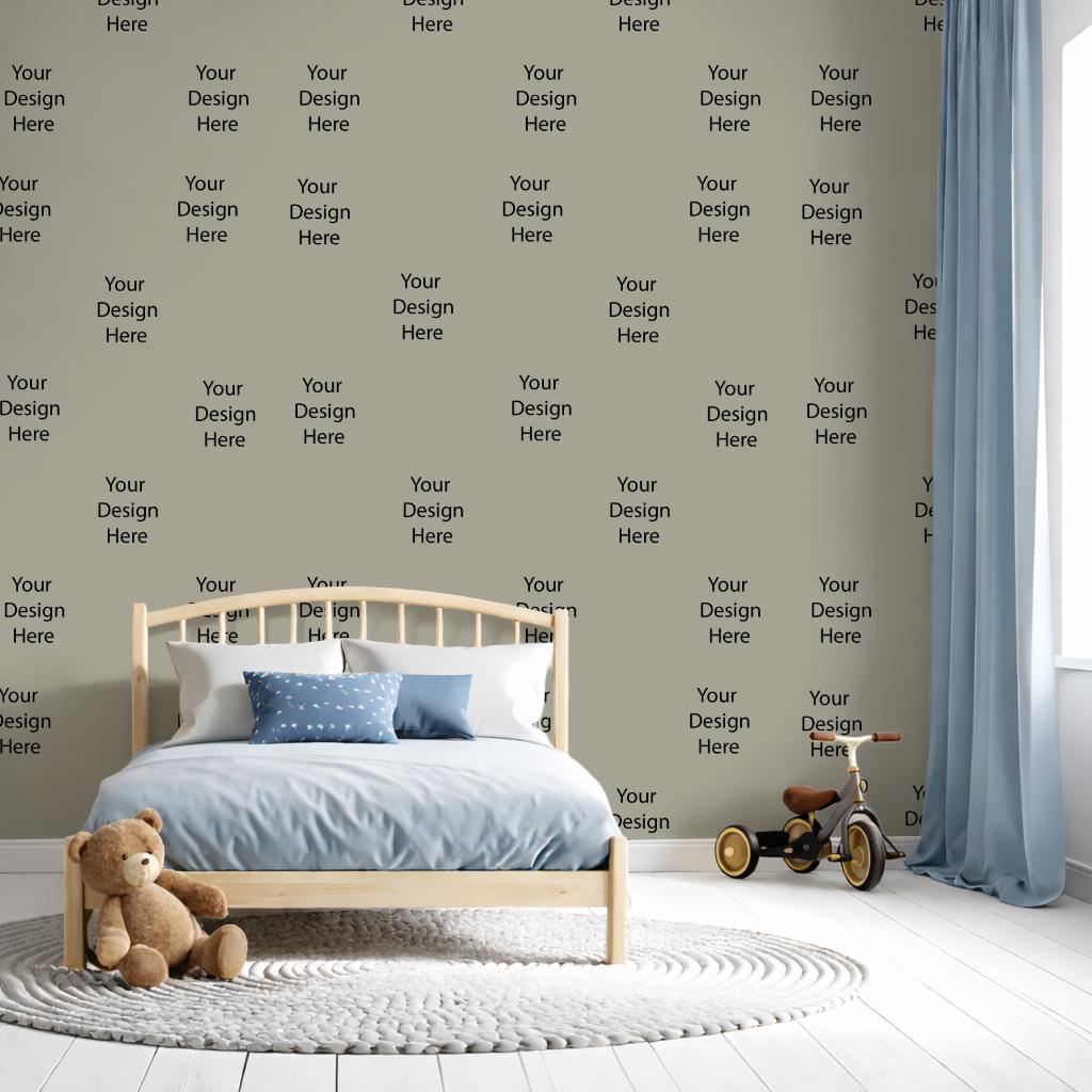 Boys Room Wallpaper Scene, Toddler Bedroom PSD Template, Editable Wall ...