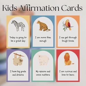 Afdrukbare bekrachtigingskaarten voor kinderen voor het zelfrespect, notities in de lunchbox, bedtijdroutine voor zacht ouderschap, digitale download